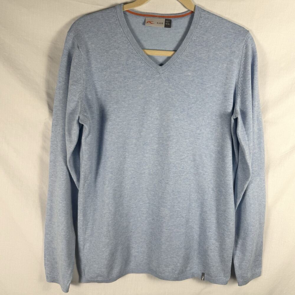 KJUS Women’s Blue Golf Sweater XL EU 42 V-Neck Pullover Activewear Top